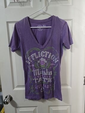Affliction Women’s V-Neck Graphic Tee in Purple